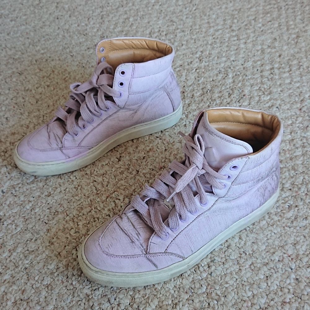 Koio Italy High-Top leather Sneakers in Light Purple size 38
